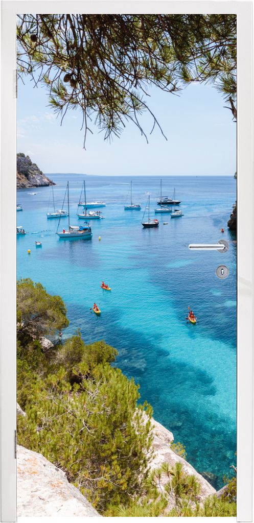 MuchoWow Türtapete Selbstklebende Türfolie Boot - Spanien - Meer 90x235 cm Türposter Türaufkleber Klebefolie Türklebefolie - XXL-Plakaten - ...