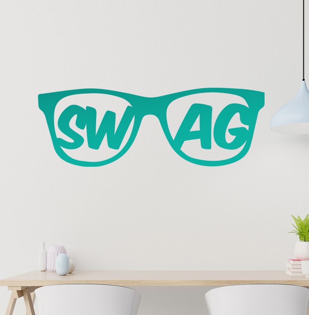 Swag Brille Wandtattoo in 6 Größen - Wandaufkleber Wall Sticker - Dekoration, Küche, Wohnzimmer, Schlafzimmer, Badezimmer
