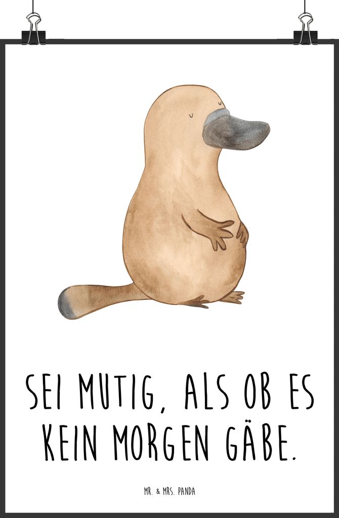 Mr. & Mrs. Panda Bild Schnabeltier Mut DIN A1 - Weiß - Geschenk, drucke, wanddeko, Training, Meer, Kunstdruck, Büro, Neustart, Motivation, Wandbi...