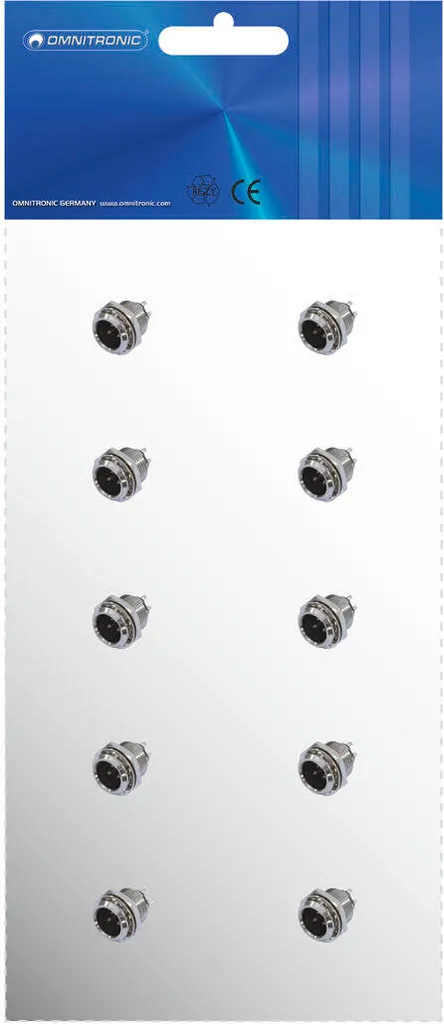 Fiche Mini XLR Mâle 3 Pôles OMNITRONIC Robuste avec Contacts Argent - 3