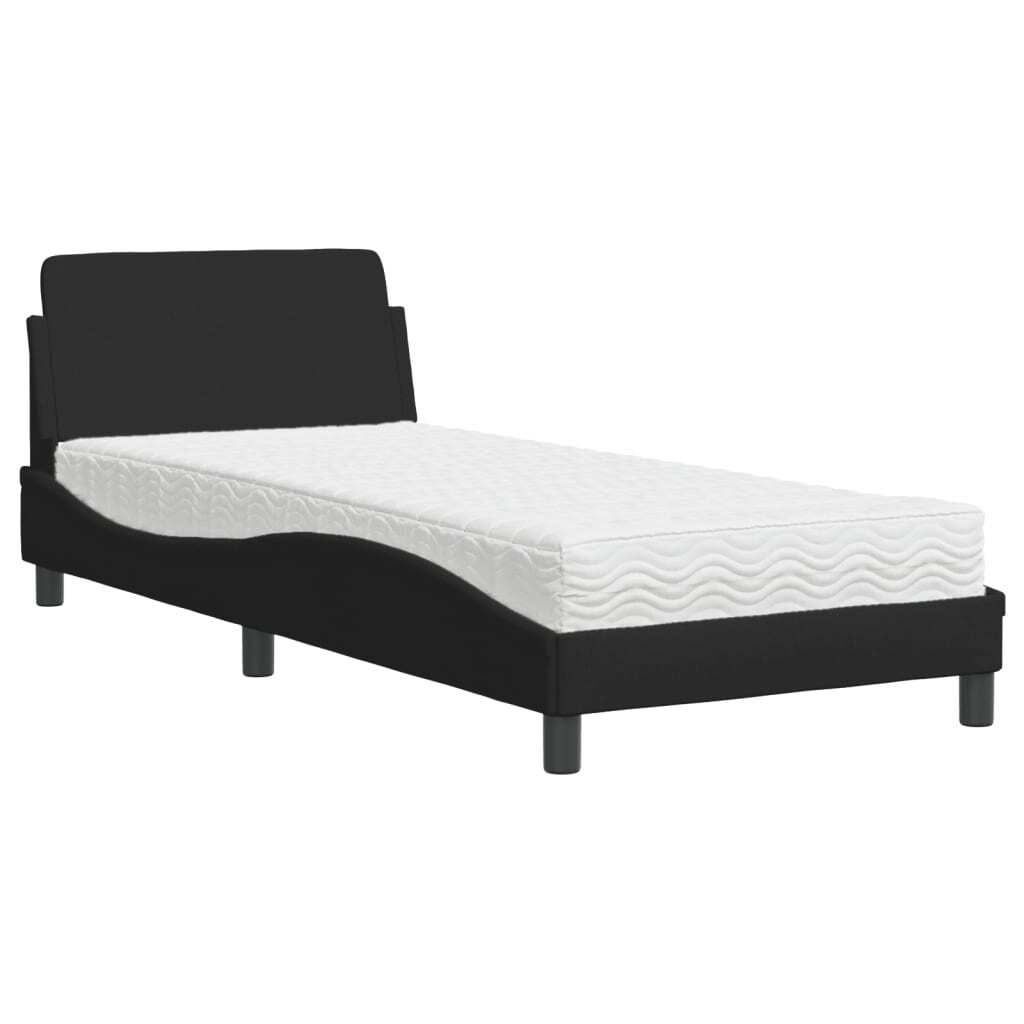 Bett mit Matratze "Dover" Schwarz 80x200 cm Stoff