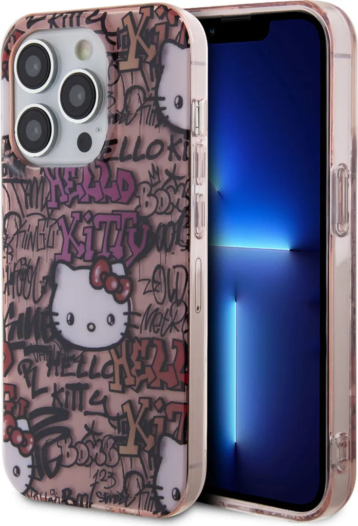 Hello Kitty Hkhcp15Lhdgptp Iphone 15 Pro 6.1 Różowy/Pink Hardcase Iml Tags Graffiti