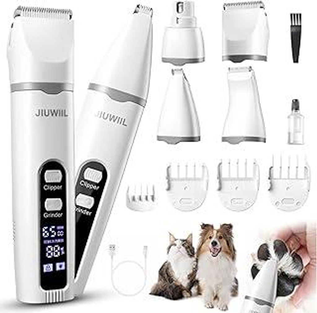 Hundeschermaschine für die Fellpflege, JIUWIIL 4-in-1-Hundepflege-Set Haarschneidemaschine mit LCD-Display, Hundeschermaschine für die Fellpflege...