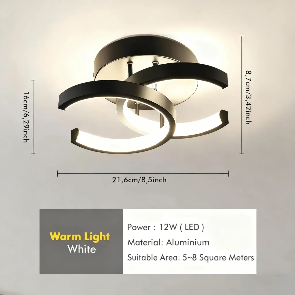 Luminaire Plafonnier LED Design Moderne - Éclairage Variable Noir et Blanc - 6