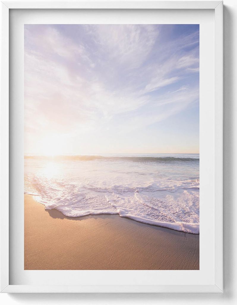 Friedlicher Blick auf die Strände und das Meer– Wandbild mit Rahmen – Gerahmtes Bild – Wanddekoration – 60x80 cm – Weiß Rahmen