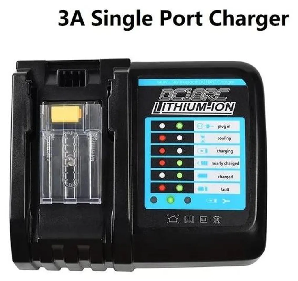 Chargeur de Batterie 18V pour Outils Sans Fil - Charge Rapide 3A Bleu