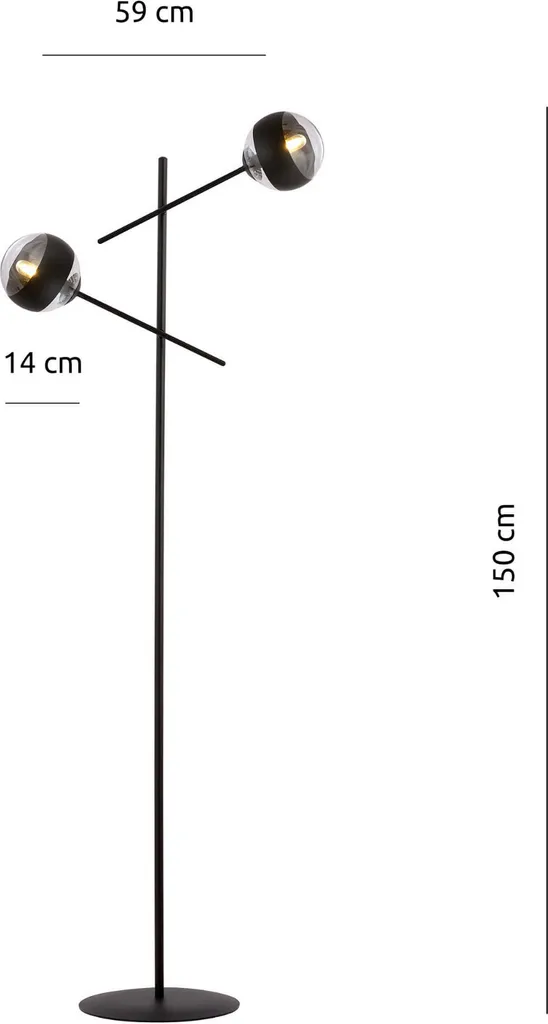 Lampadaire Double Éclairage 2xE14 LINEAR LP2 Noir Design Rayuré 1168 - 3