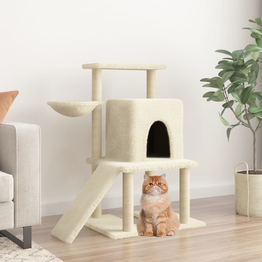 "im Angebot" Kratzbaum mit Sisal-Kratzsäulen Creme 96,5 cm - Kleintier-Ställe CC1340