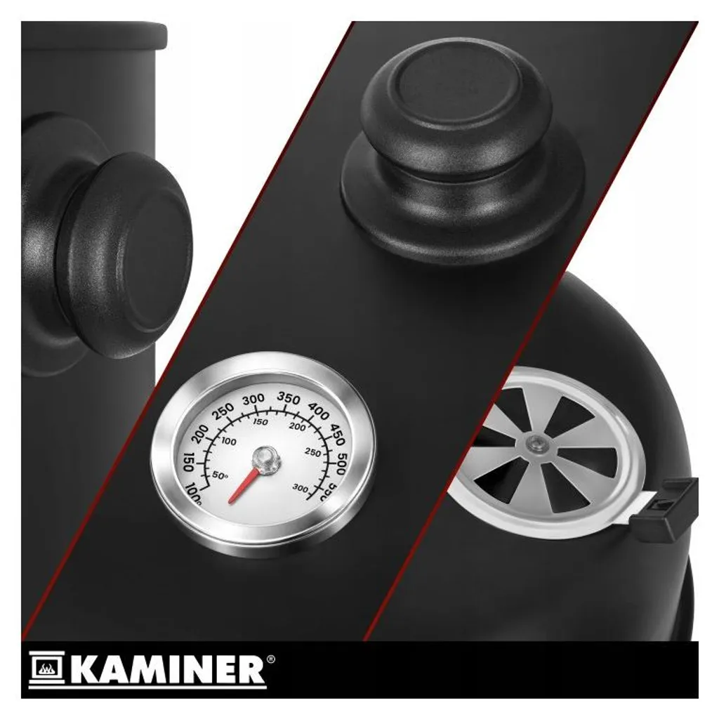 Barbecue de jardin Kaminer avec couvercle compact 44 x 80 x 42 cm