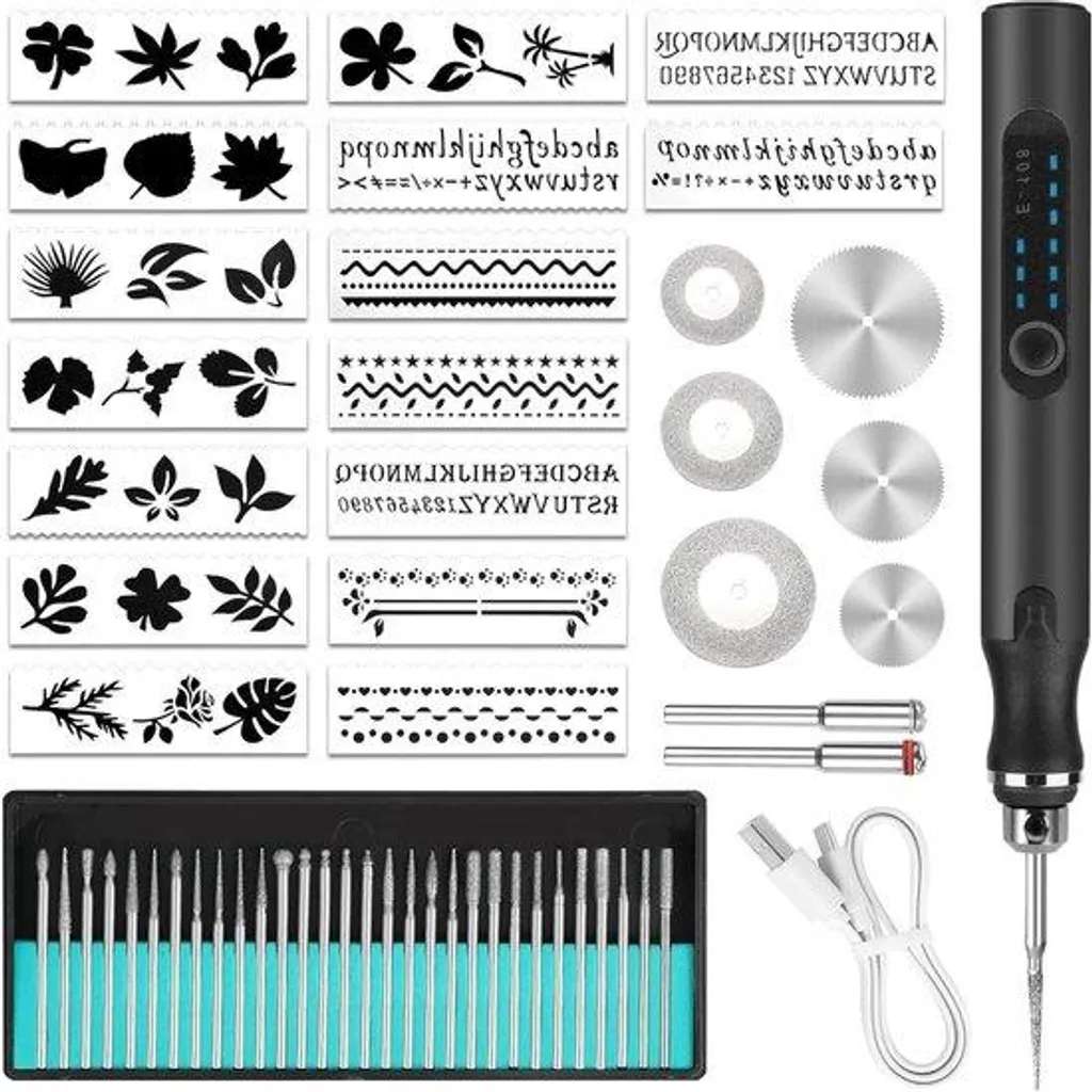 Kit Mini Perceuse Sans Fil USB 30 Pièces - Outil Rotatif de Précision