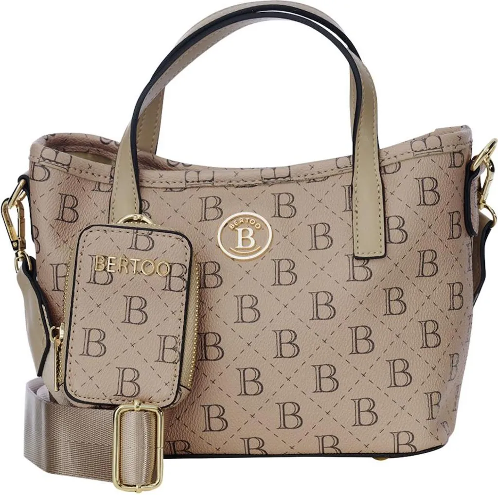 Borsa BERTOO Sara Beige Logo: Eleganza Italiana in Vera Pelle - Offerta