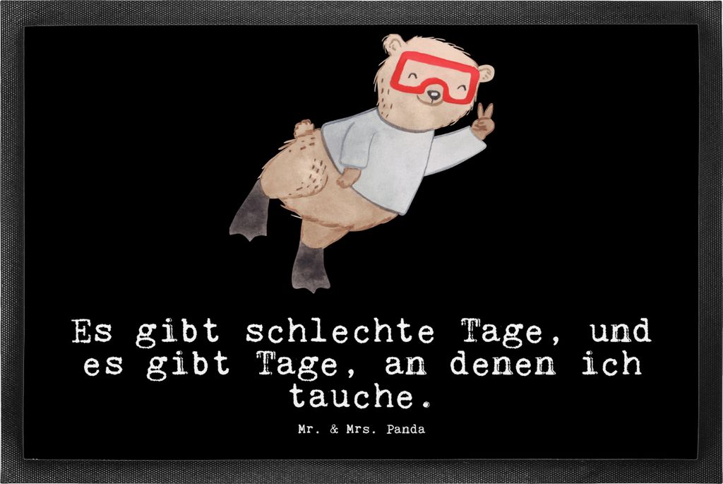 Mr. & Mrs. Panda Schmutzmatte Bär Tauchen 50 x 75 cm - Schwarz - Geschenk, Schnorcheln, Tauchschule, Fußabstreifer, Fussmatte, Tauchgang, Diving,...