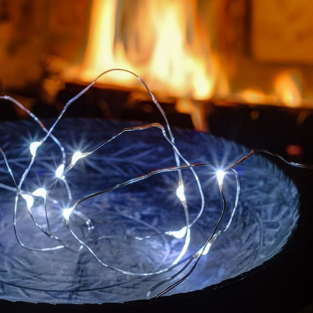 LED dekorativní řetěz na baterie kapičky, ledově bílá, 5 m Obrázek produktu 