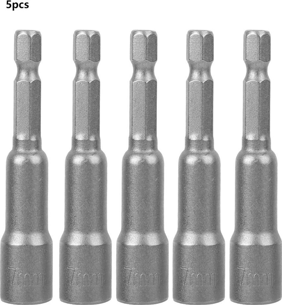 5-teiliges Set magnetischer Sechskant-Steckschlüssel-Werkzeugstahl-Elektroschraubendreher-Magnetbohrer-Adapter 7 mm