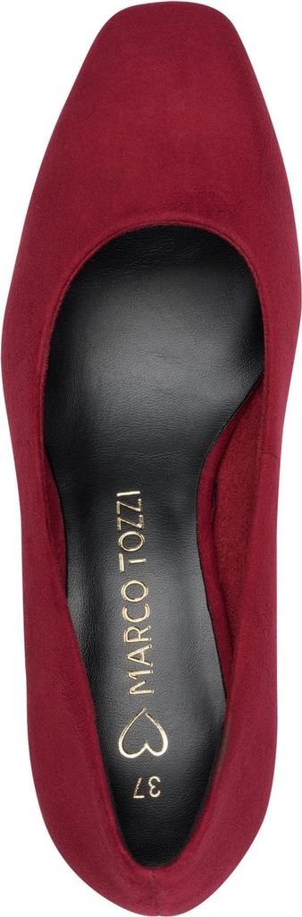 MARCO TOZZI Damen Pumps samtige Haptik Karreé Spitze Blockabsatz 2-22424-42, Größe:37 EU, Farbe:Rot