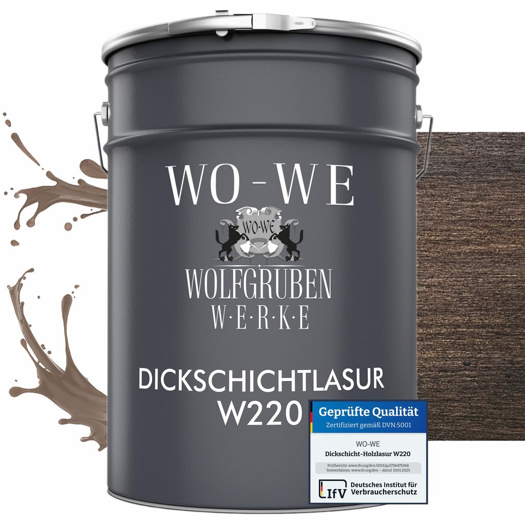 Dickschichtlasur 2in1 Holzlasur Holzschutzlasur außen und Produktbild 