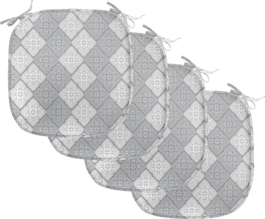 Galettes de Chaise Imperméables Style Oriental Lot de 4 Gris Clair