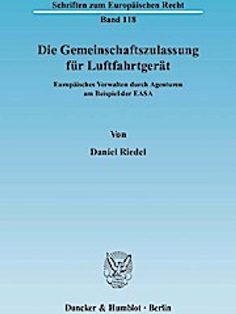 Riedel, D: Gemeinschaftszulassung für Luftfahrtgerät
