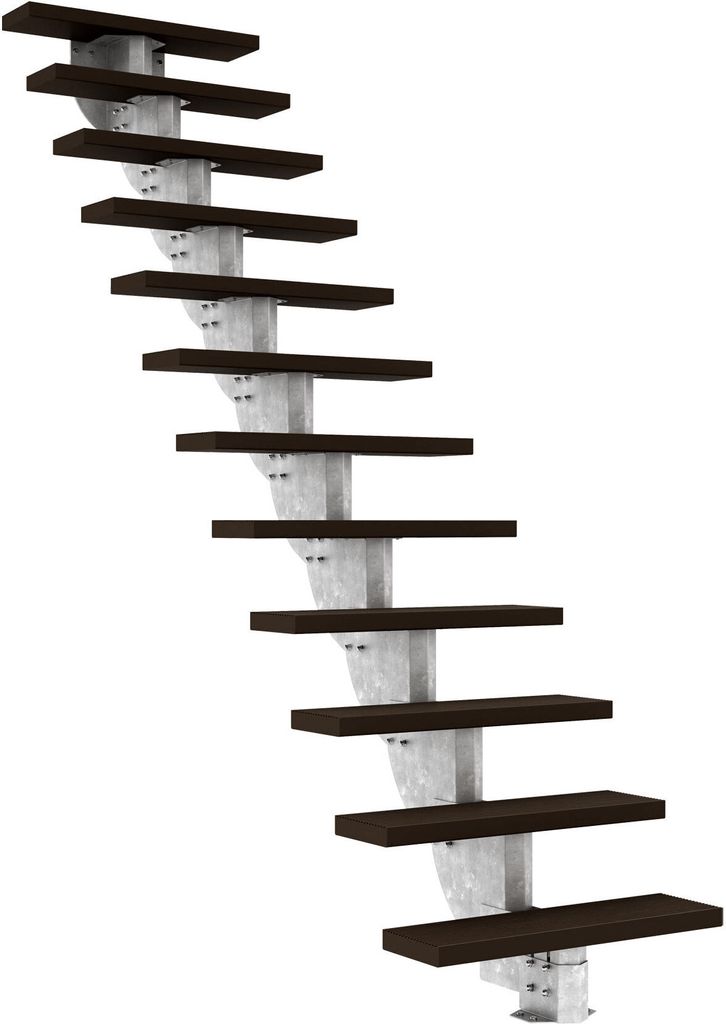 Dolle Außentreppe Gardenstep 80cm breit 12 Stufen Trimax dunkelbraun 222-270cm Steigungshöhe ohne Geländer