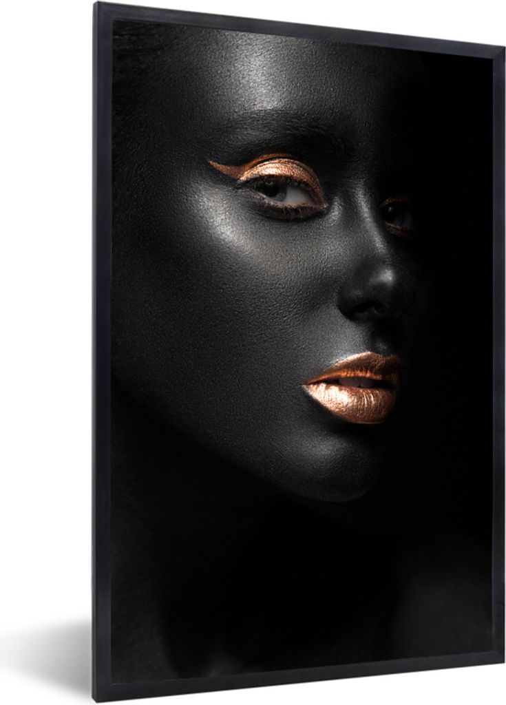 MuchoWow Gerahmtes Poster Frau - Make-up - Kupfer - Schwarz 20x30 cm - Poster mit Schwarzem Bilderrahmen Wandposter Rahmen Foto Bilder - Drucken ...
