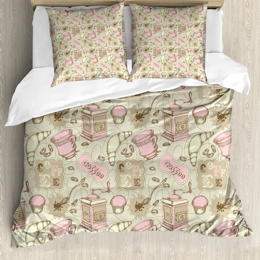 Copripiumino ABAKUHAUS 200x200 Antiacaro - Caricature Teiere Rosa e Grigio
