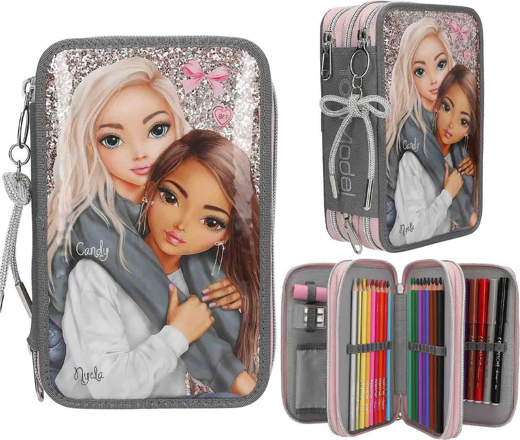 Trousse triple compartiment TOPModel Depesche grand format rouge 83 - 10
