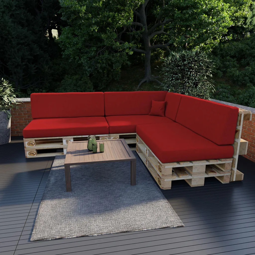 Cuscino Laterale POKAR 60x40 Rosso per Divani Pallet | Sfoderabile ed Esterno - 5