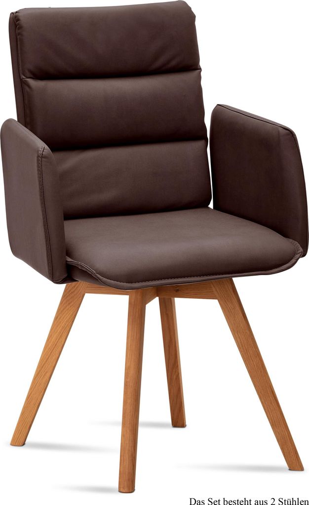 Armlehnstuhl (2er-Set) Dodie 52x92x60 Eiche geölt/Braun