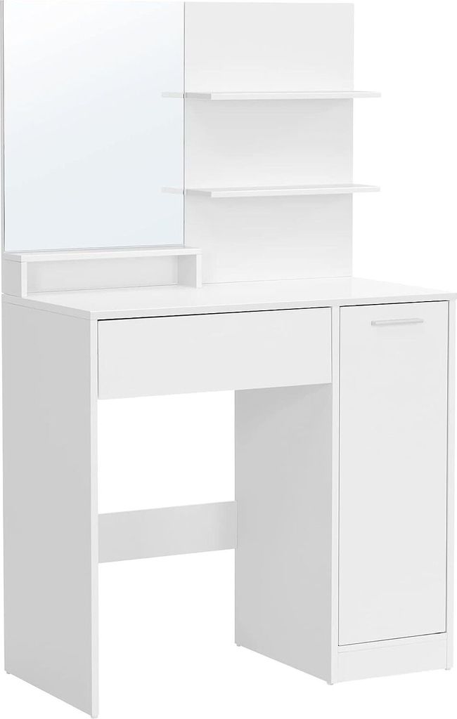 VASAGLE Schminktisch, Schminktisch, Schminktisch, Schminktisch mit Spiegel, 1 Schublade, 2 Einlegeböden, Aufbewahrungsschrank, Make-up Organizer w...