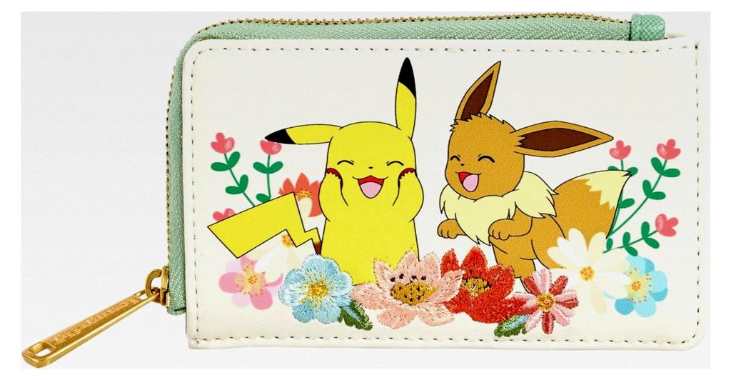 Loungefly Pokemon - Pikachu & Eevee - Florale Geldbörse - Sammelhandtasche - Geschenkidee - Kartenhalter mit mehreren Fächern - Offizielle Mercha...
