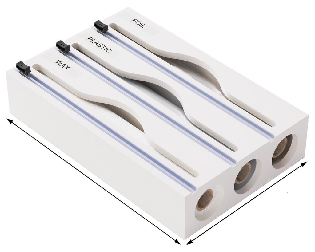 Neuer 3-in-1 Frischhaltefolien-Schneider aus Bambus, Wandmontage, Aufbewahrungsbox für Folie und Alufolie,White