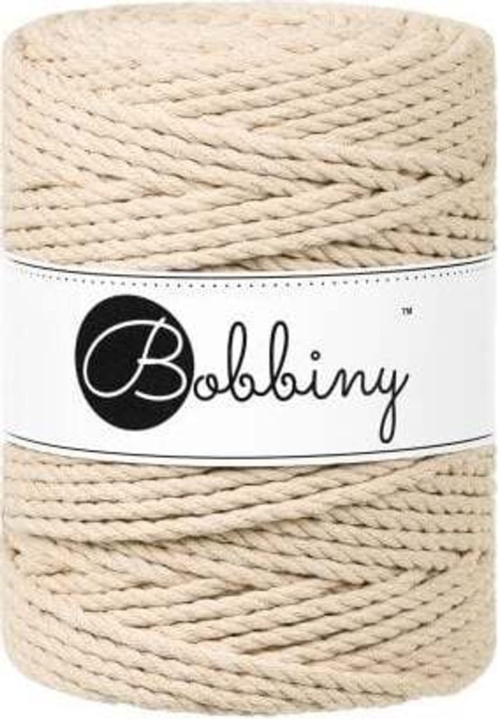 Bobbiny 3PLY Macrame Rope 5 mm 100 m Warm Beige Schnur