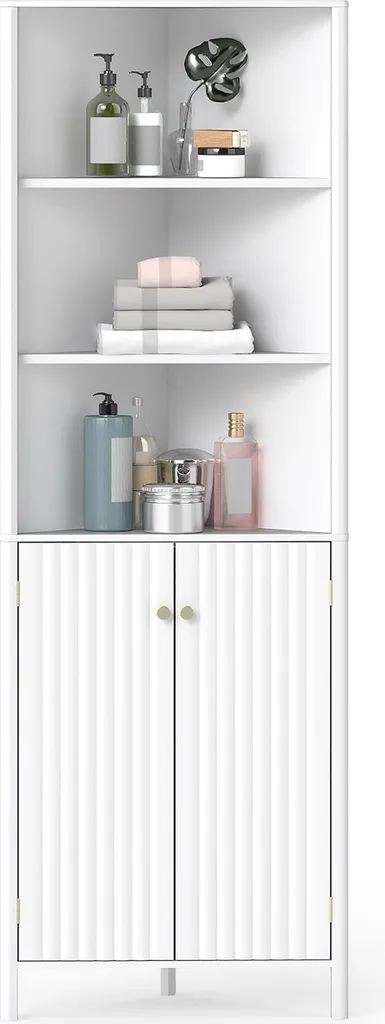 Armoire de cuisine étroite COSTWAY 172,5 cm avec 5 étagères blanc