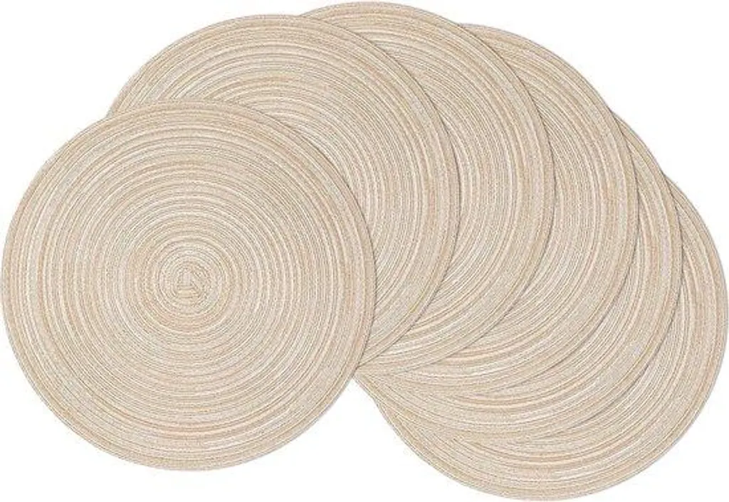 Sets de table antidérapants et lavables lot de 6 ronds en coton beige