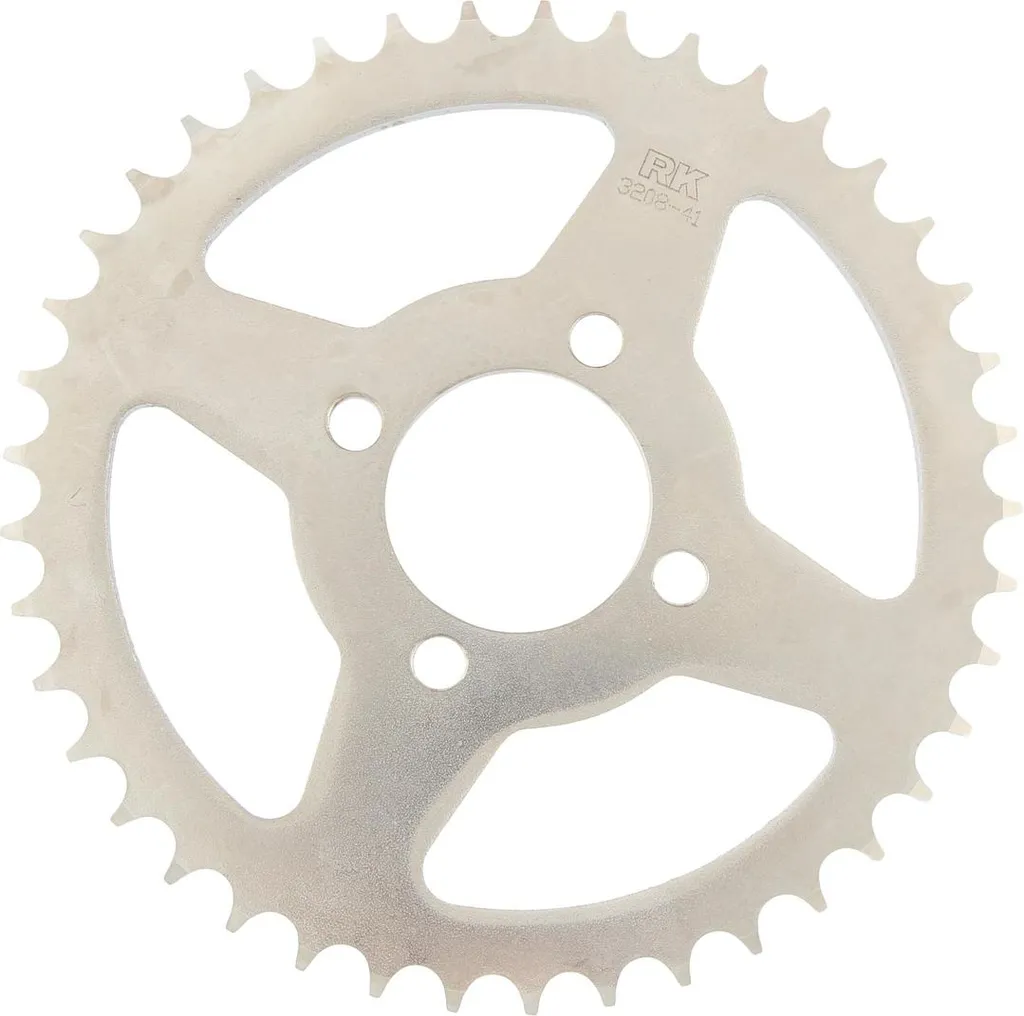Pignon arrière moto 41 dents RK 3208 en acier robuste coloris argenté