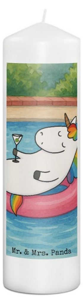 Mr. & Mrs. Panda Kerze Einhorn Cocktail Design 29 x 8 cm XL - Weiß - Geschenk, Party, Erinnerungslicht, Geburtstag, Erinnerungskerze, Stumpenkerze...