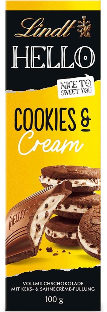 Lindt Hello tavoletta di cioccolato biscotto e crema con Immagine del prodotto 