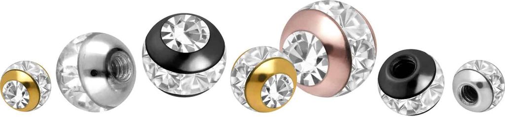 Chirurgenstahl Schraubkugel EPOXY-RING + KRISTALL RoséGold Gewinde: 1,2mm | Kugelgröße: 3mm