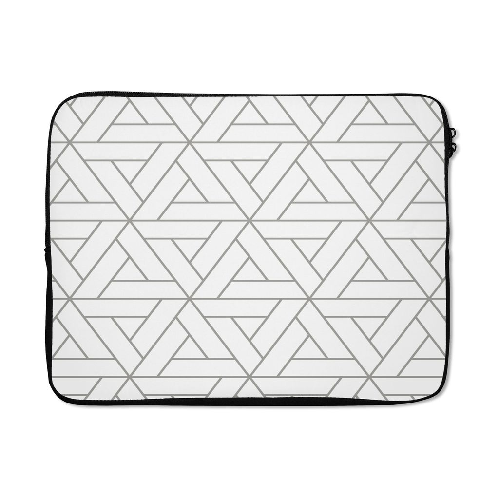 MuchoWow Laptop Hülle 17 Zoll Laptoptasche Design - Linie - Muster - Schwarz - Weiß - Zipper - Schutzabdeckung