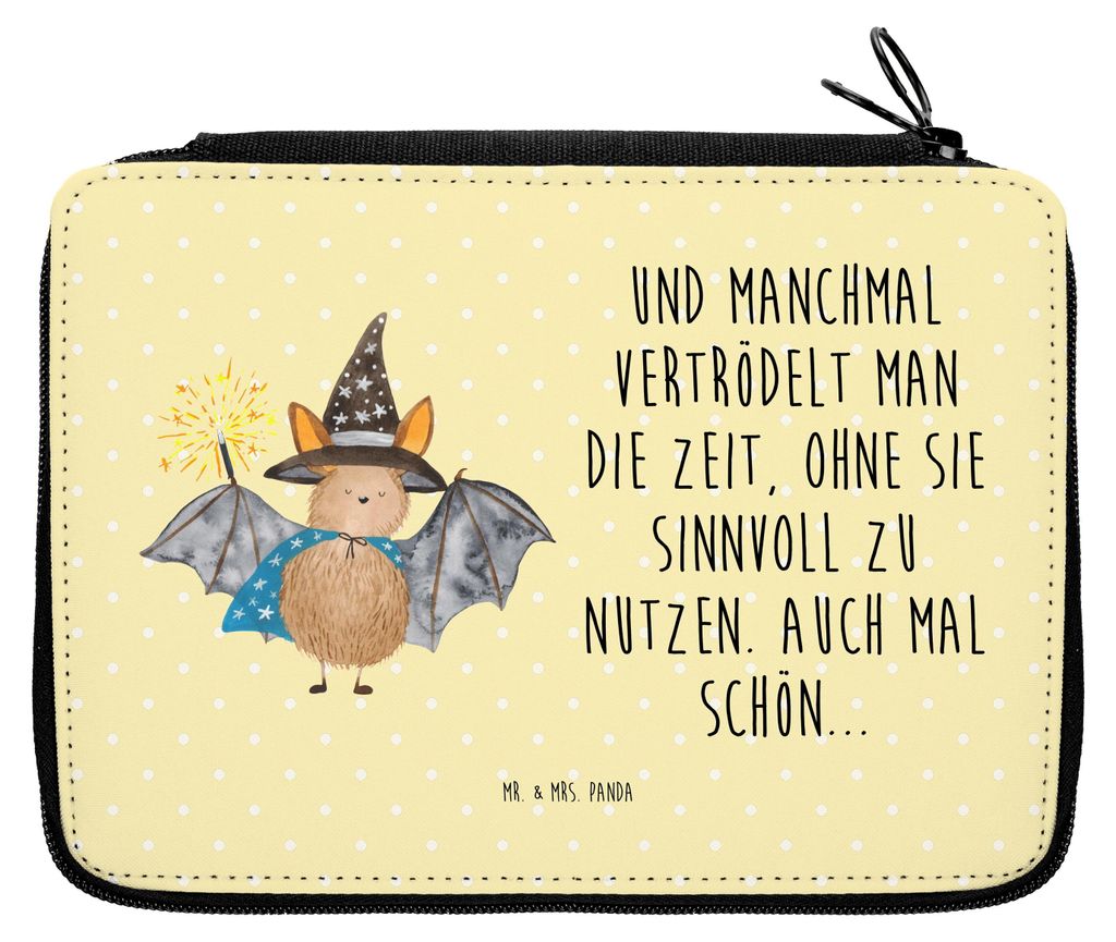 Mr. & Mrs. Panda Bleistiftetui Fledermaus Zauberer - Gelb Pastell - Geschenk, Fledermäuse, Federmappe, Federtasche, Frauen, Reinsteigern, Federmä...