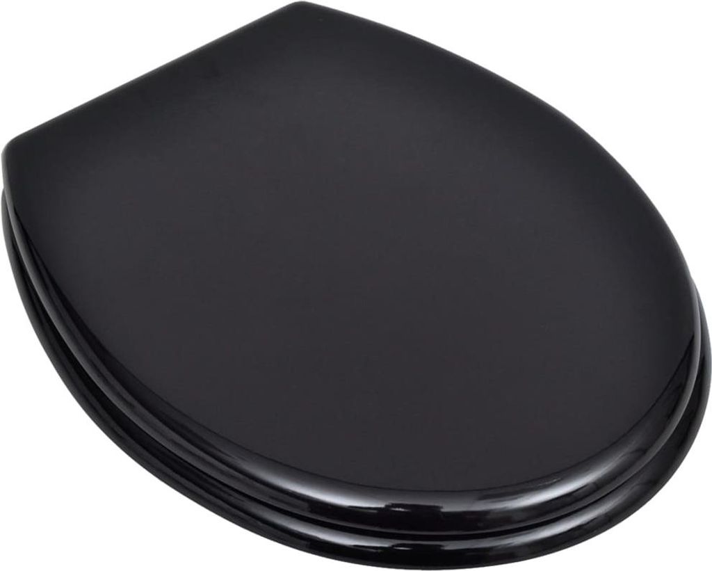 vidaXL Toilettensitz MDF Deckel Schlichtes Design Schwarz