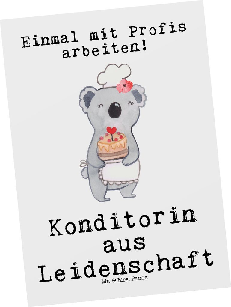 Mr. & Mrs. Panda Grußkarte Konditorin Leidenschaft - Weiß - Produktbild 