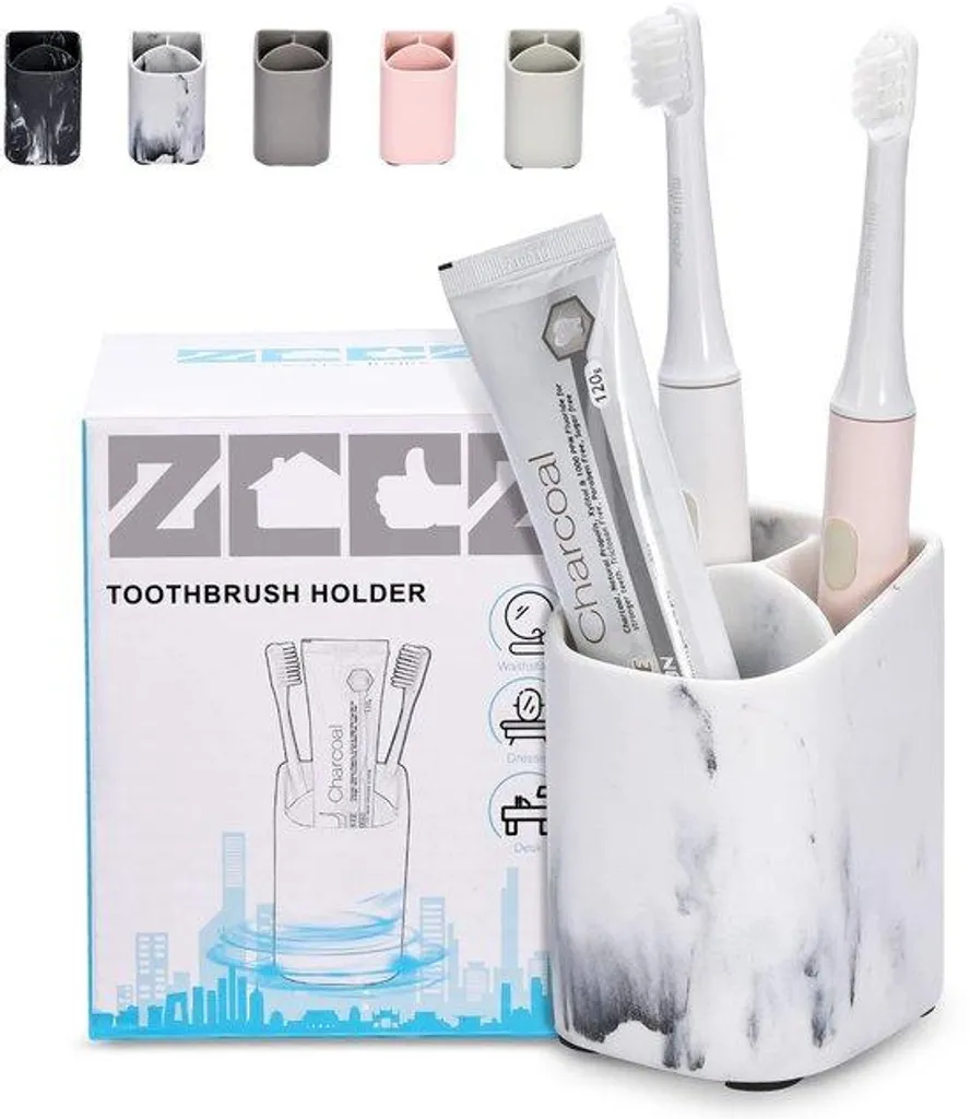 Organisateur de salle de bain pour brosse à dents et dentifrice blanc