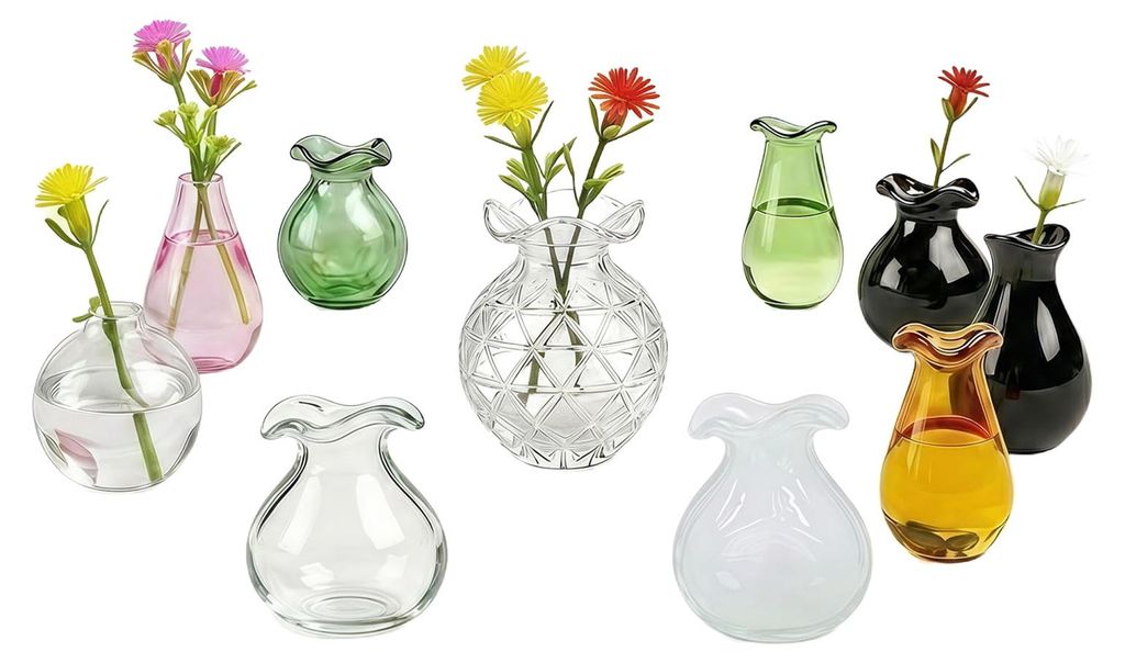 5/10 Stück Mini-Glasvase Kühlschrankmagnet für Zuhause, Büro, Küche, Spind, Kühlschrank, 3D-Miniatur-Blumenvase, magnetische Dekoration, Orna...