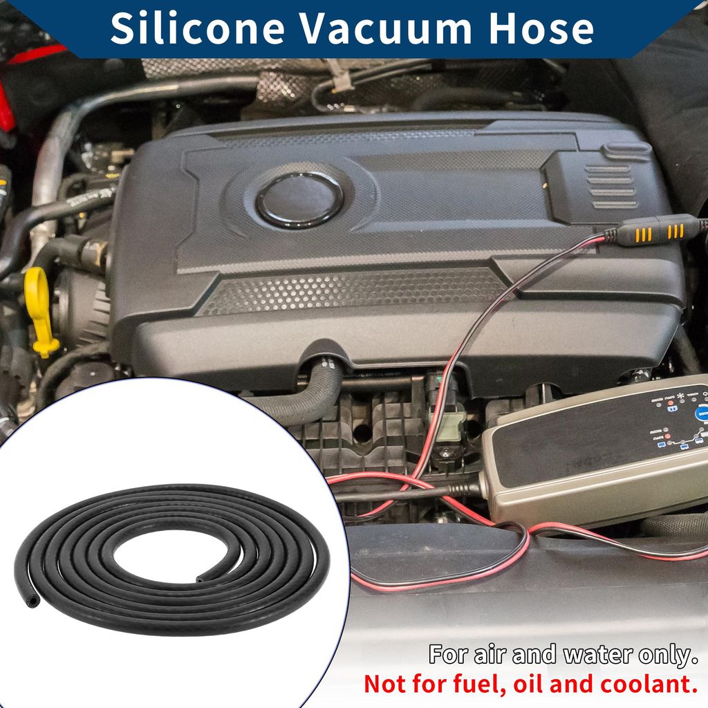 Silikon-Vakuumschlauch für Automobil-Vakuumsysteme Hochtemperatur 13,1 Fuß 1/4" 6mm ID 3mm Dicke 1 Stück Schwarz 130PSI Maximaldruck