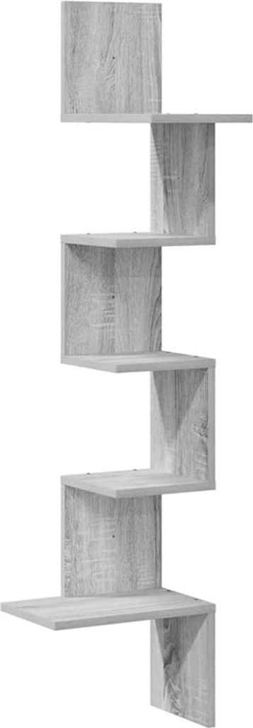 vidaXL Wand-Eckregal Grau Sonoma 32x32x127,5 cm Holzwerkstoff