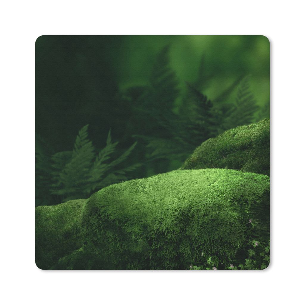 MuchoWow Mauspad Mousepad Moos - Stein - Wald 20x20 cm - Mousepads - Maus Mat - Pad - Mausunterlage - Desk Mat - Bureauartikeln