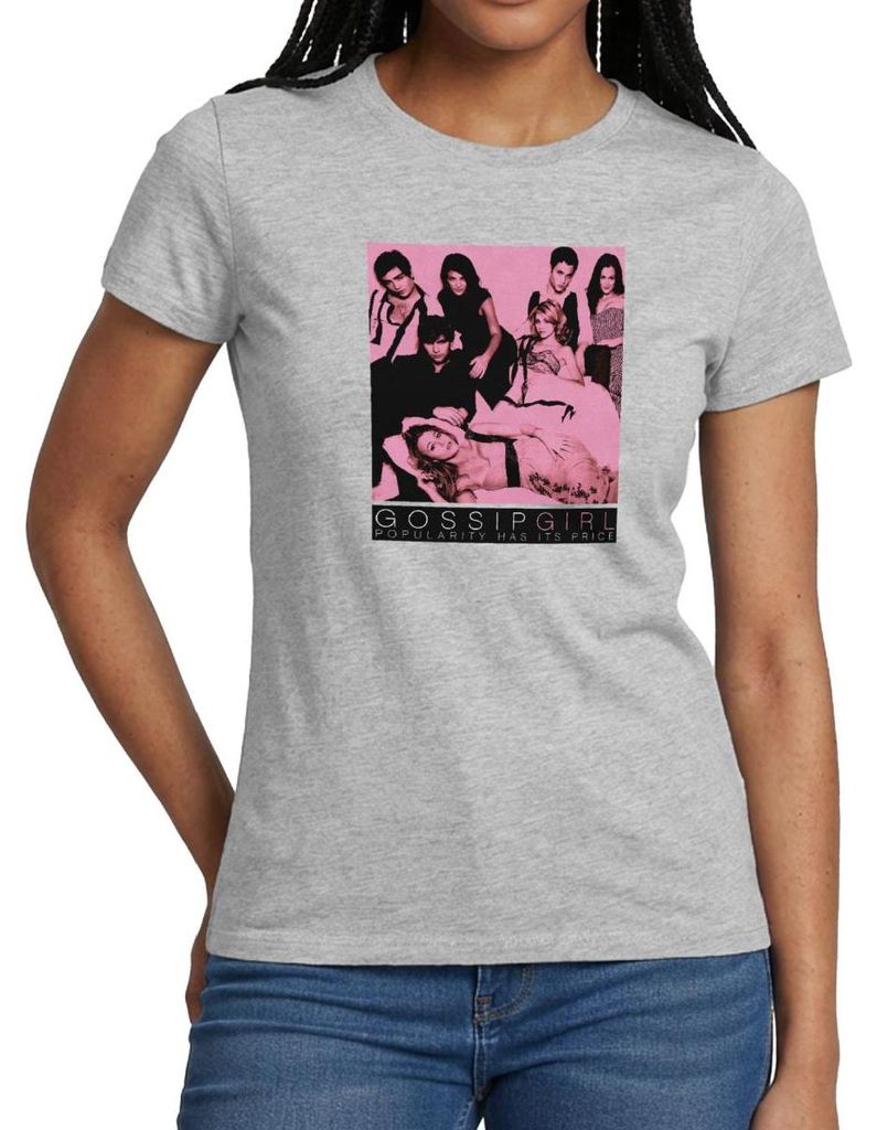 Spreadshirt Gossip Girl Ikonisches Bild Mit Hauptcharateren Frauen T-Shirt, M, Grau meliert