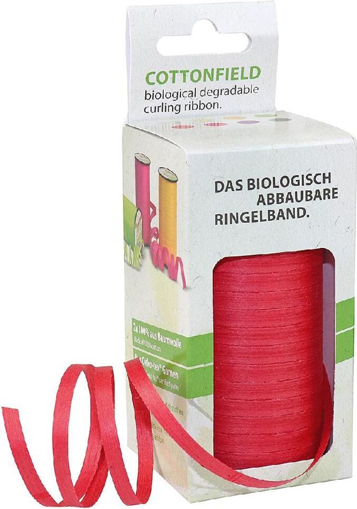 PRÄSENT Geschenkband BaumwolleFIELD matt rot 5,0 mm x 100,0 m
