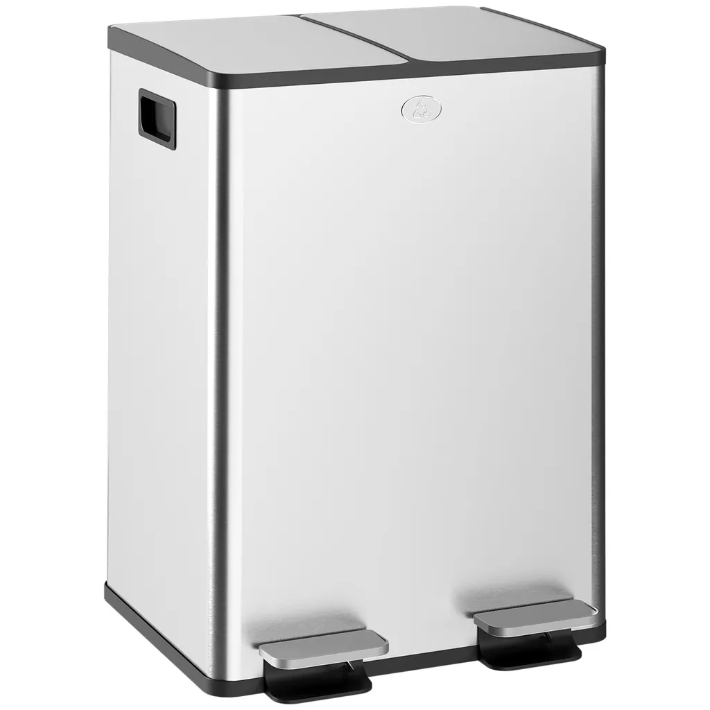 Grande poubelle cuisine tri 2 compartiments pour famille 56 litres